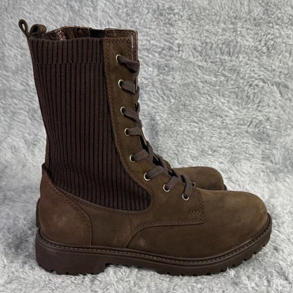 Bueno Stella Lace Up Booties Women's Size 7.5 Brown Suede Combat Ankle Boots - Picture 1 of 7